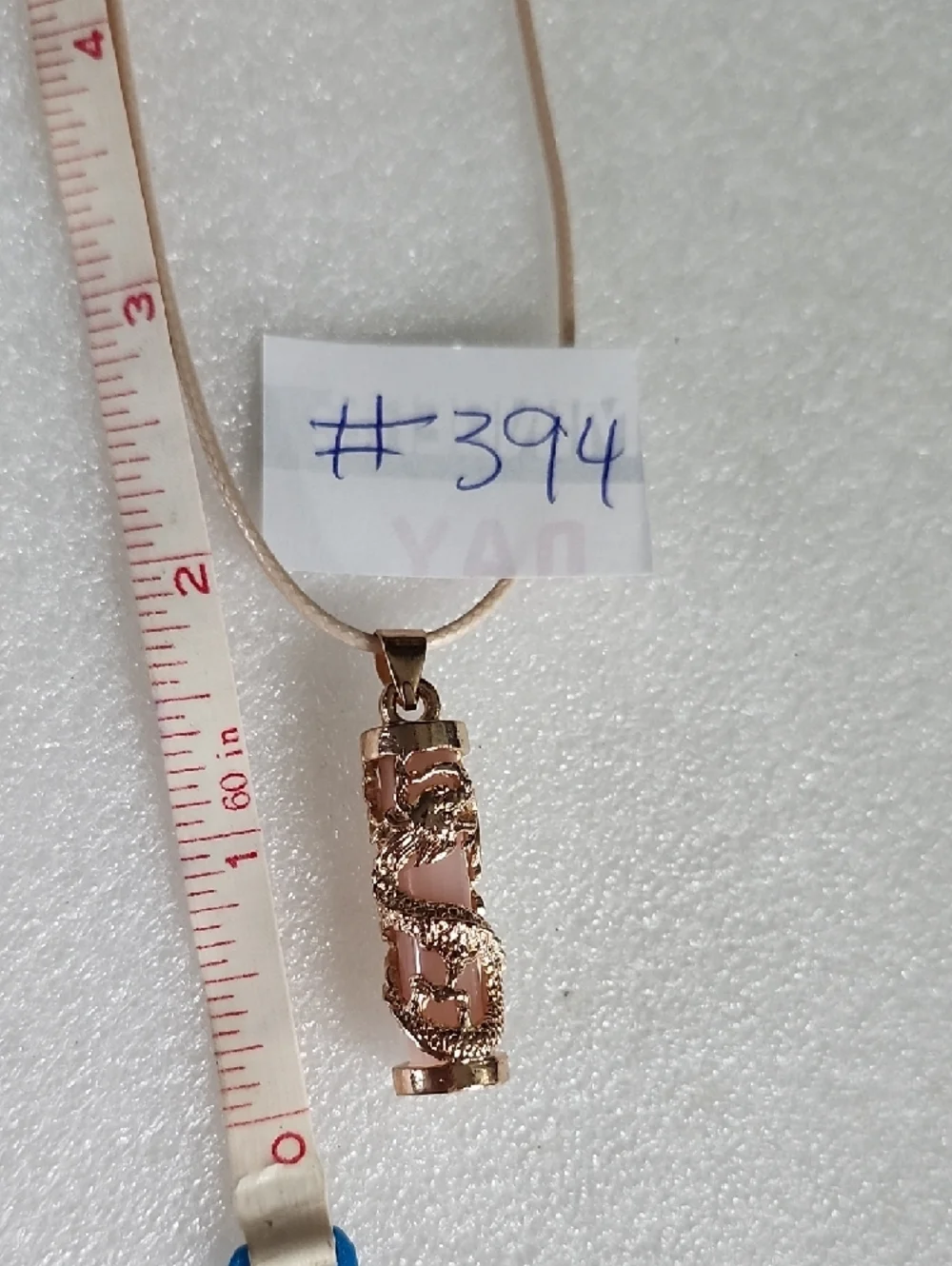 Hand Crafted Rose Gold Dragon Pendant Necklace with Blush Stone